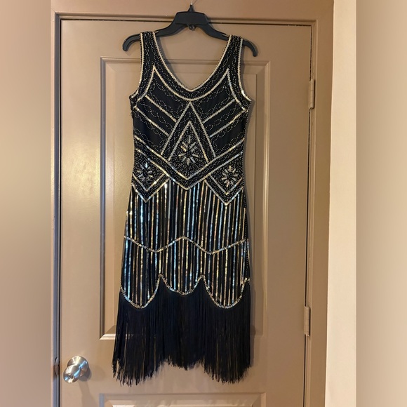 Women's 1920's Dress Flapper Vintage Great Gatsby Knee-Length Dress Party Dress - Picture 8 of 8